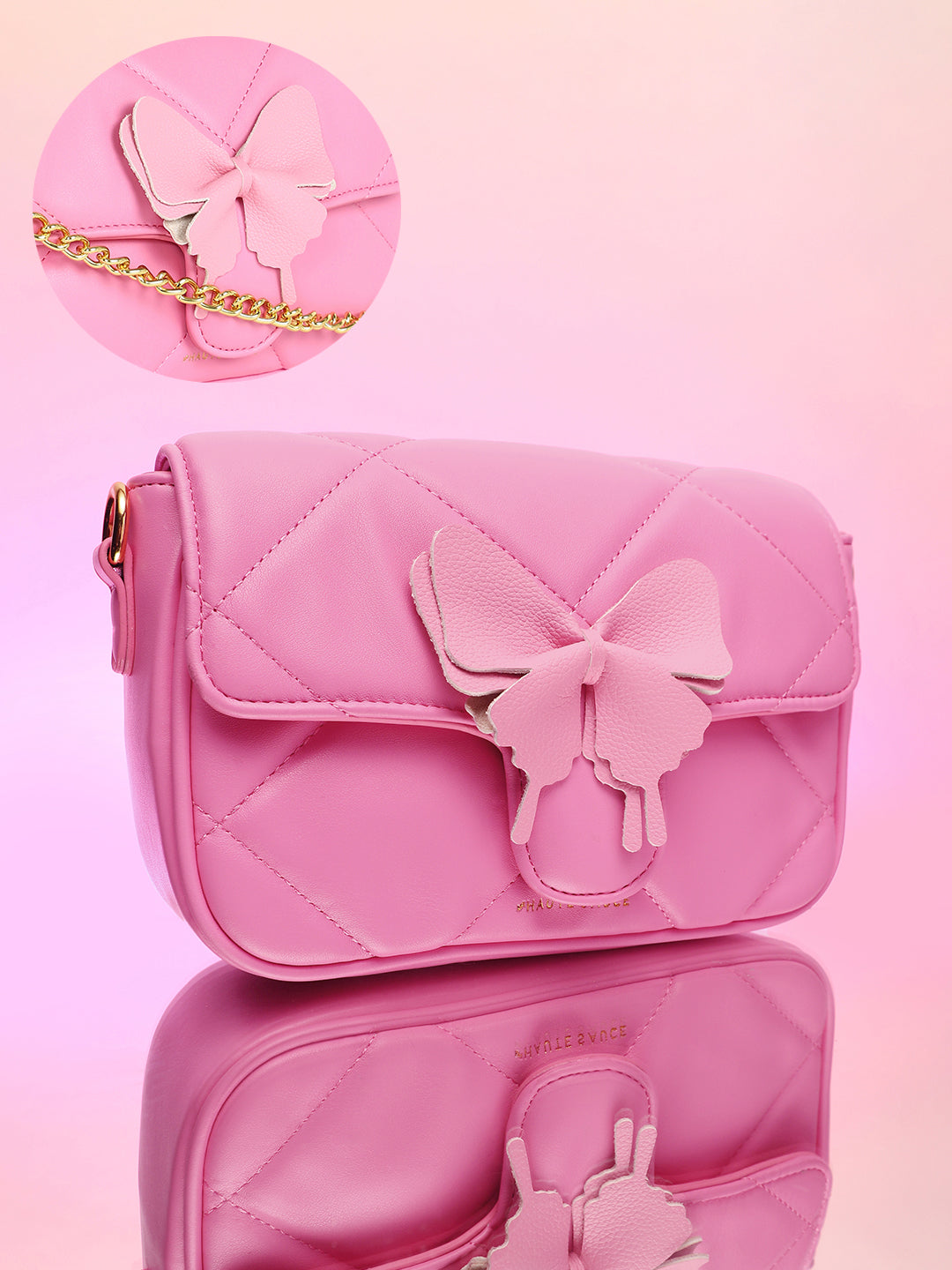 The Quilted Butterfly Shoulder Bag - Barbie Pink