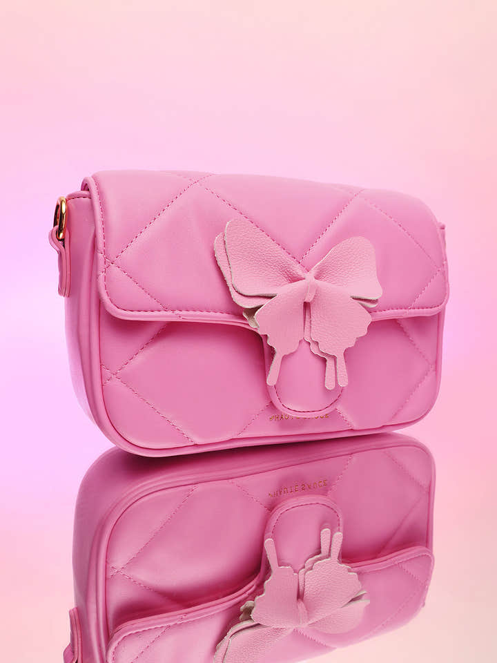 The Quilted Butterfly Shoulder Bag - Barbie Pink