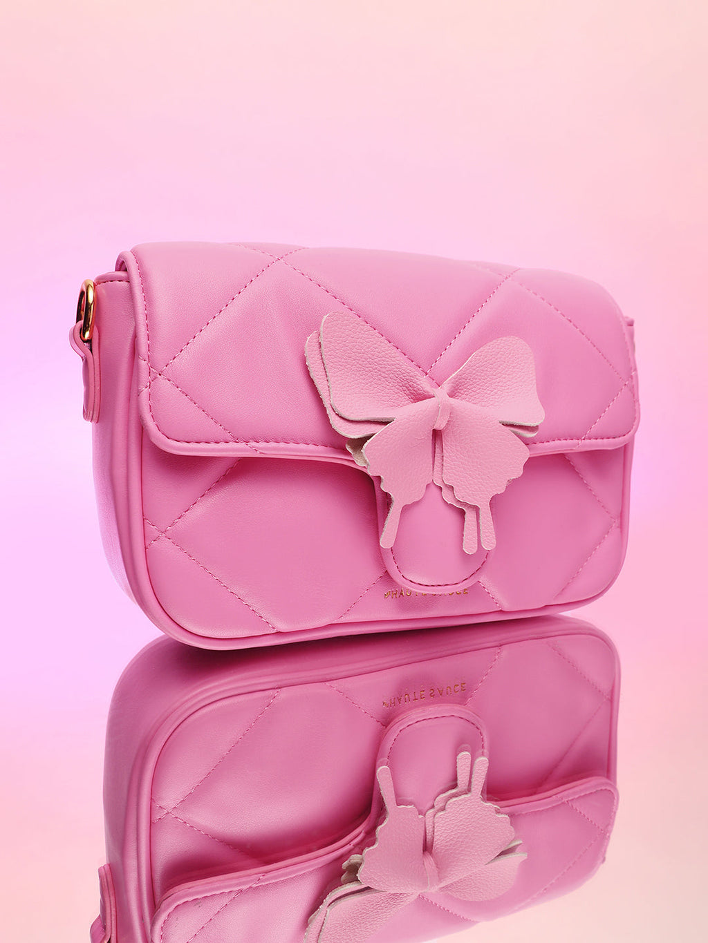 The Quilted Butterfly Shoulder Bag - Barbie Pink