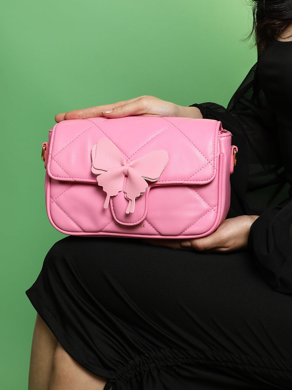 The Quilted Butterfly Shoulder Bag - Barbie Pink