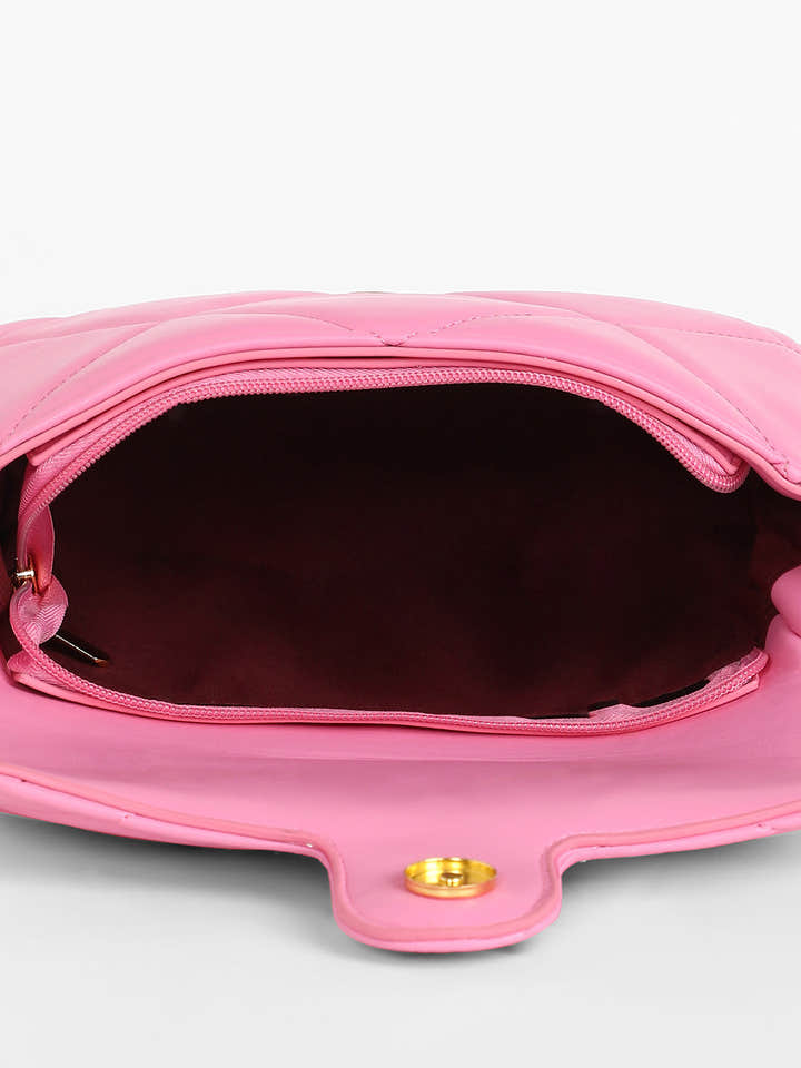 The Quilted Butterfly Shoulder Bag - Barbie Pink