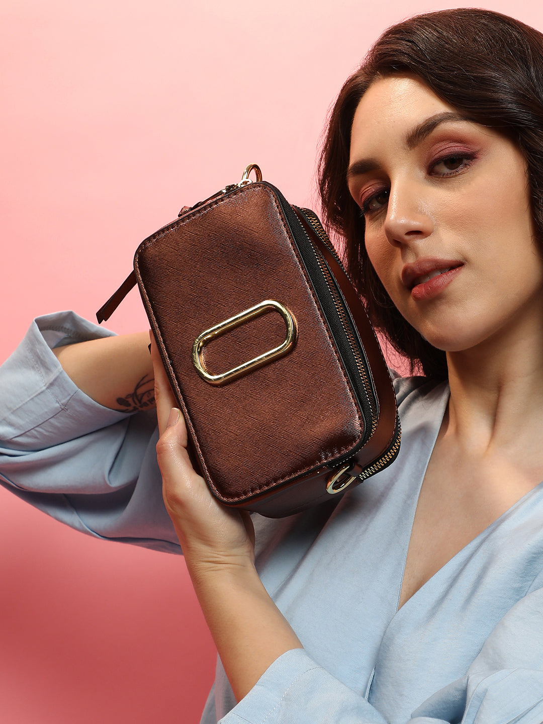 The Block Box Sling Bag - Chocolate Brown