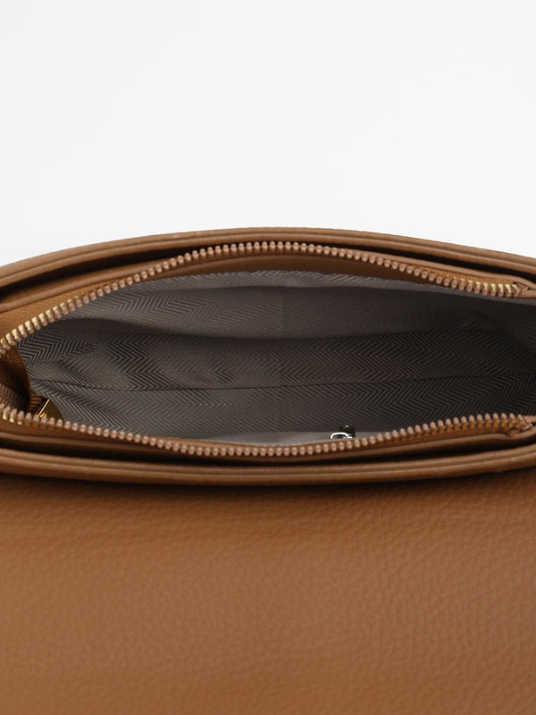 The Tang-Buckle Shoulder Bag - Tan Brown