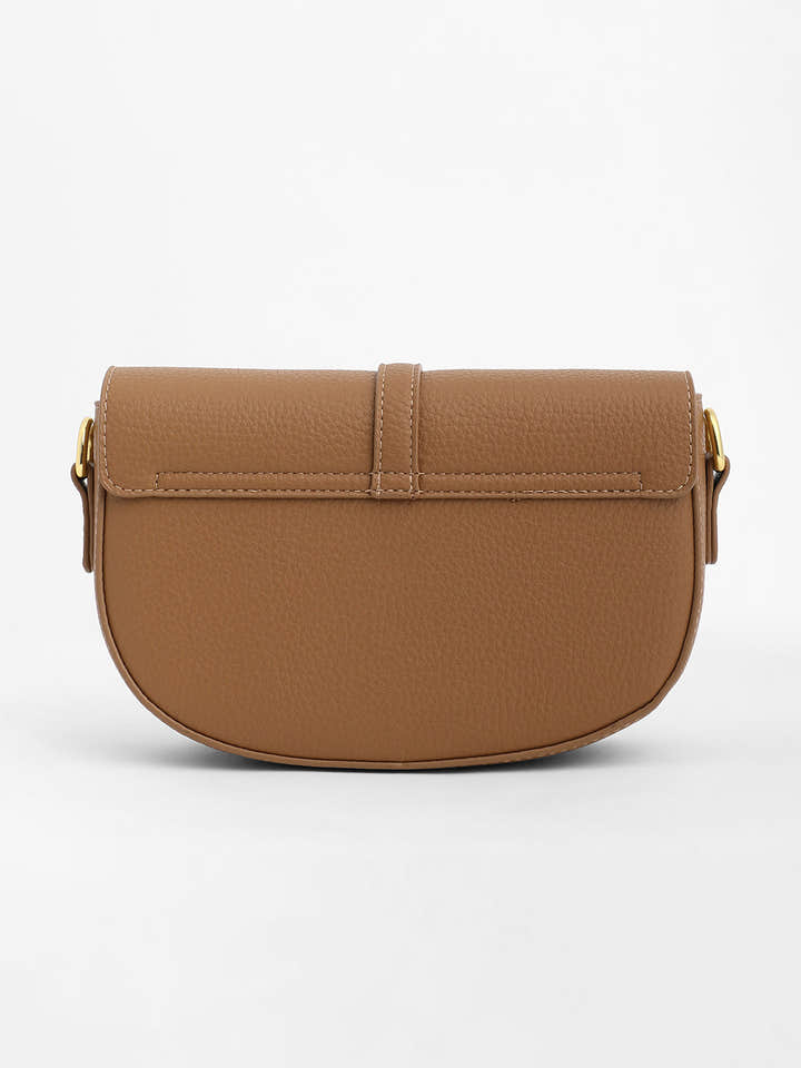 The Tang-Buckle Shoulder Bag - Tan Brown