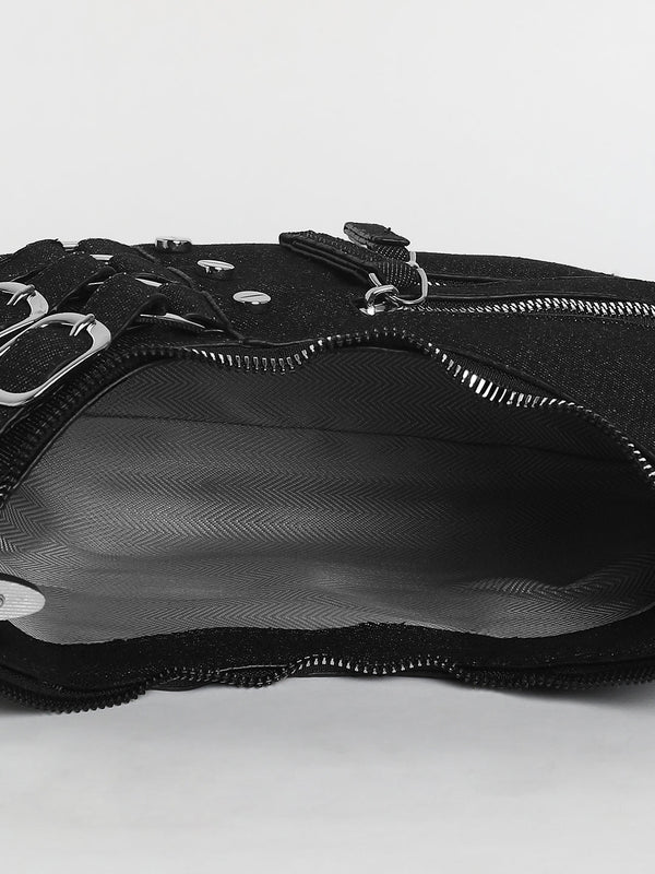The Denim Shoulder Bag - Charcoal Black