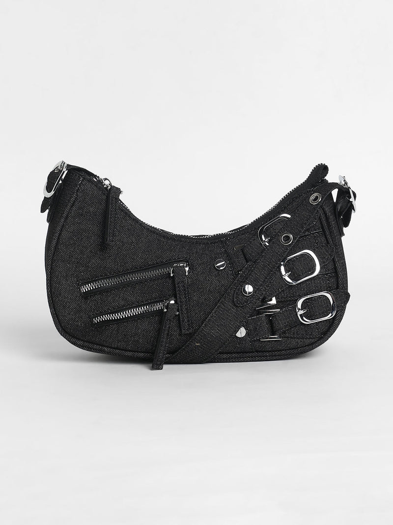 The Denim Shoulder Bag - Charcoal Black