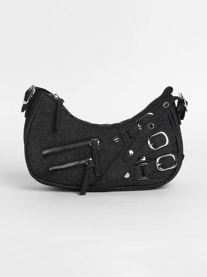 The Denim Shoulder Bag - Charcoal Black