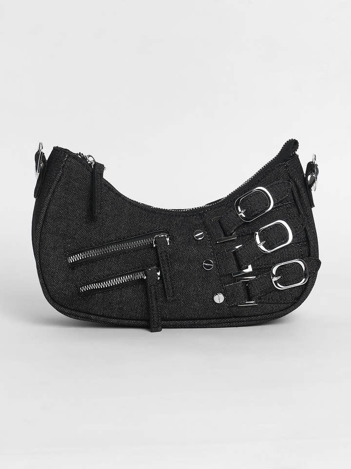 The Denim Shoulder Bag - Charcoal Black