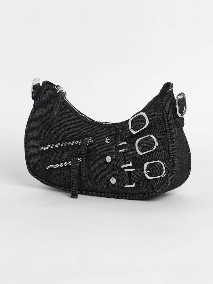 The Denim Shoulder Bag - Charcoal Black