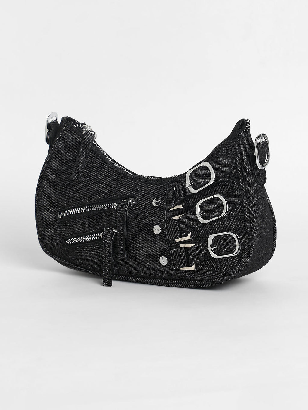 The Denim Shoulder Bag - Charcoal Black