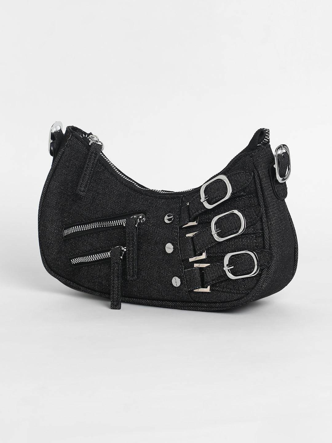 The Denim Shoulder Bag - Charcoal Black