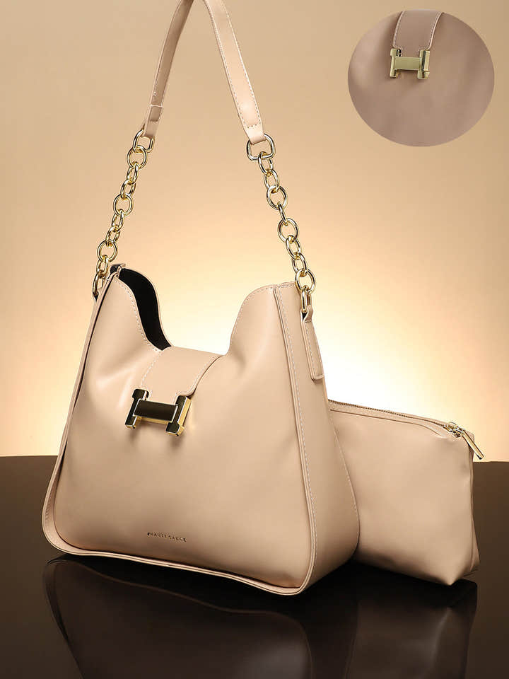 The Monogram Shoulder Bag With Pouch - Light Beige