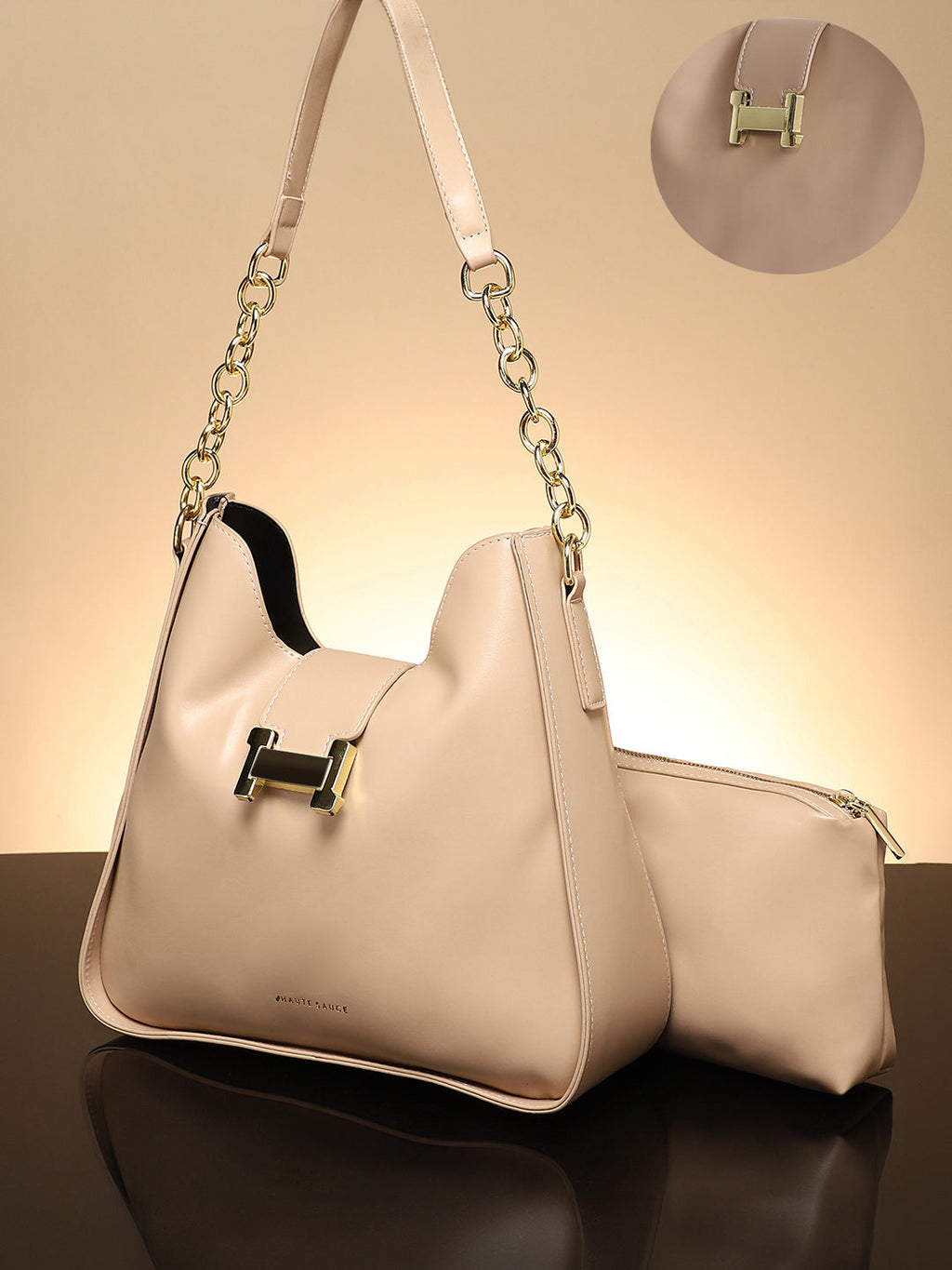 The Monogram Shoulder Bag With Pouch - Light Beige