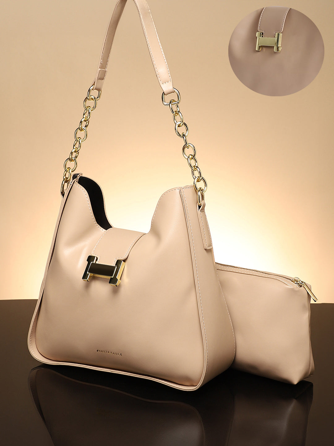 The Monogram Shoulder Bag With Pouch - Light Beige