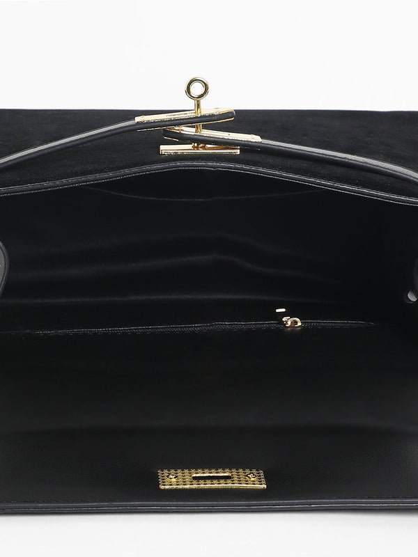 The Overlap Satchel Bag - Midnight Black