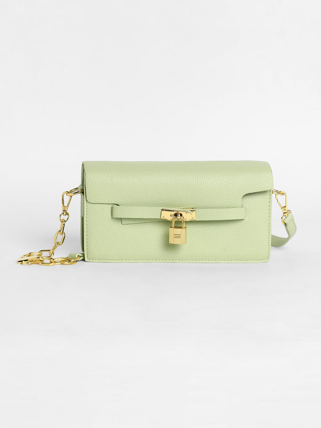 The Overlap Lock Shoulder Bag - Pistachio Green