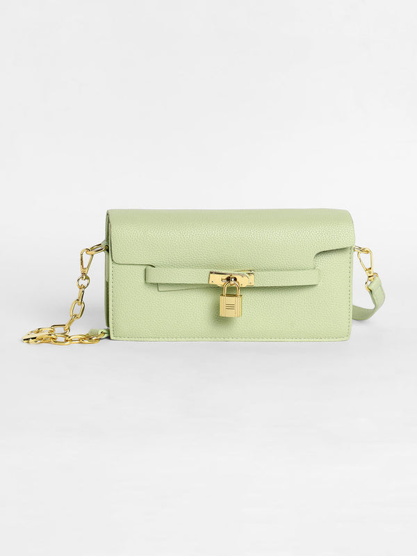 The Overlap Lock Shoulder Bag - Pistachio Green