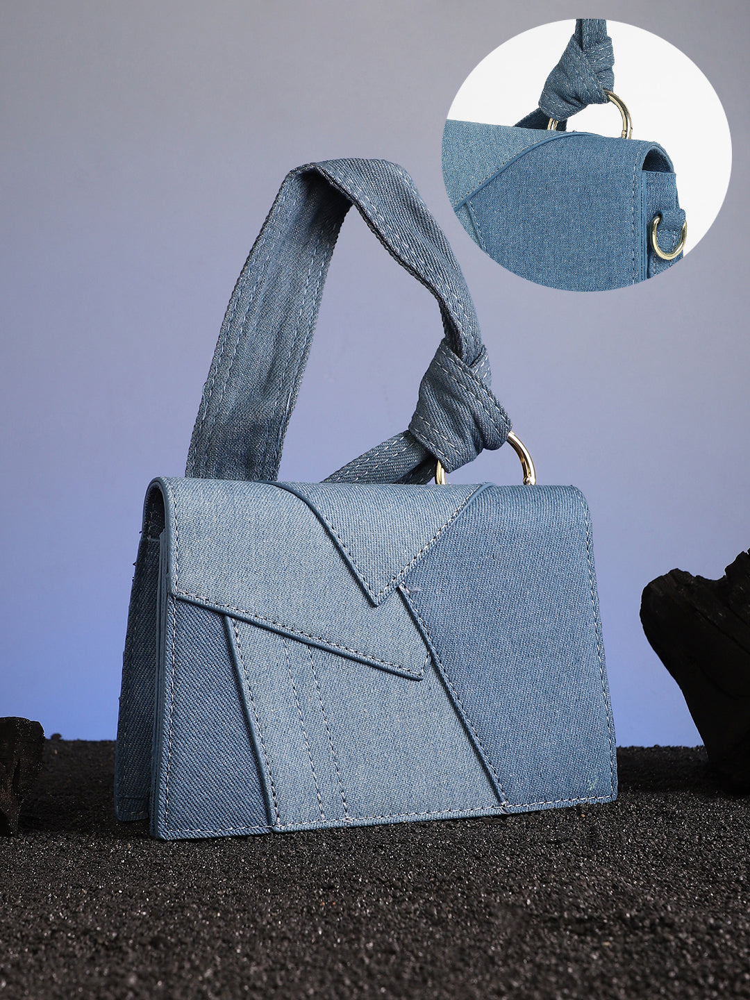 The Denim Sash Hand Bag - Light Blue