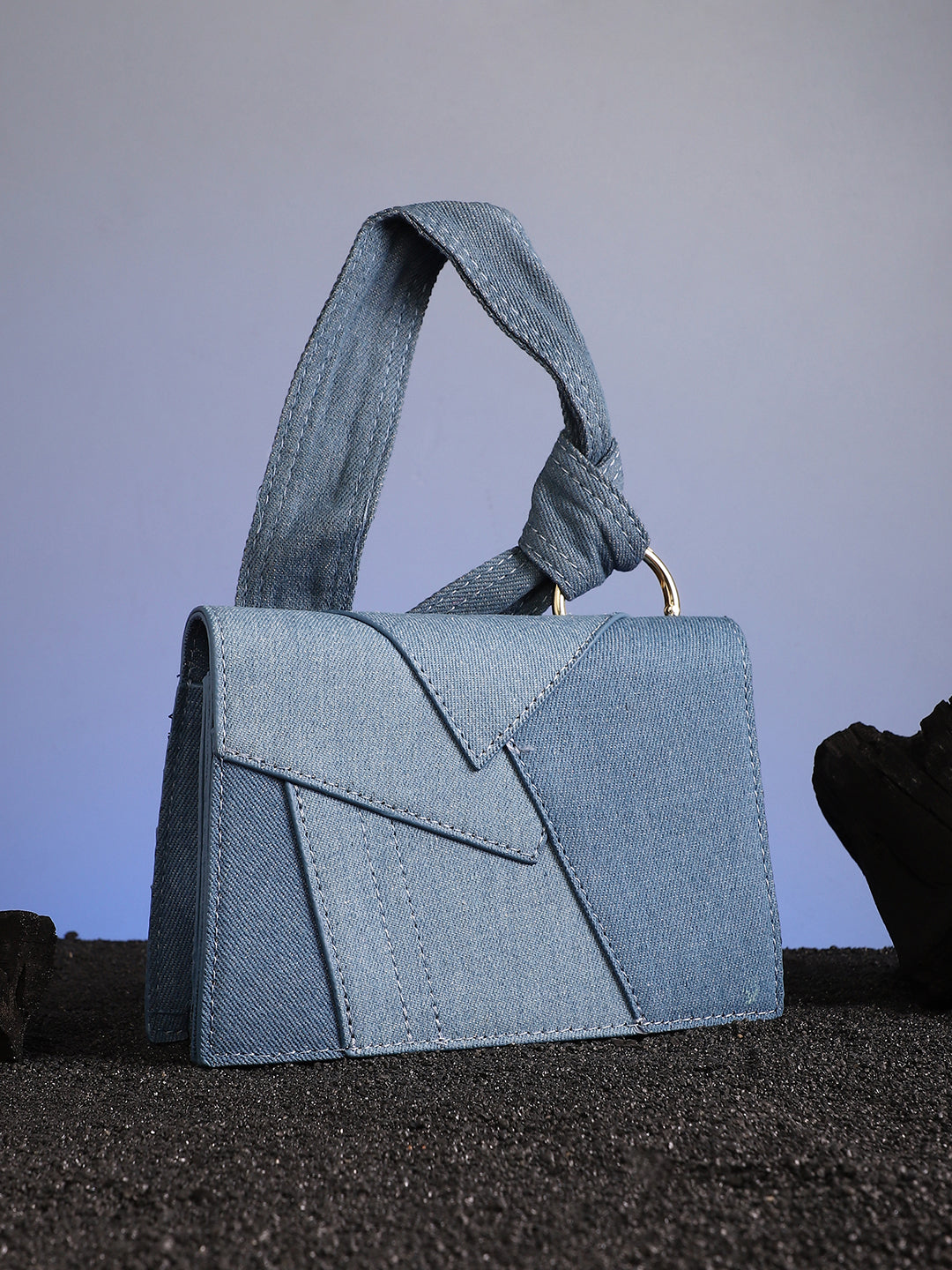The Denim Sash Hand Bag - Light Blue