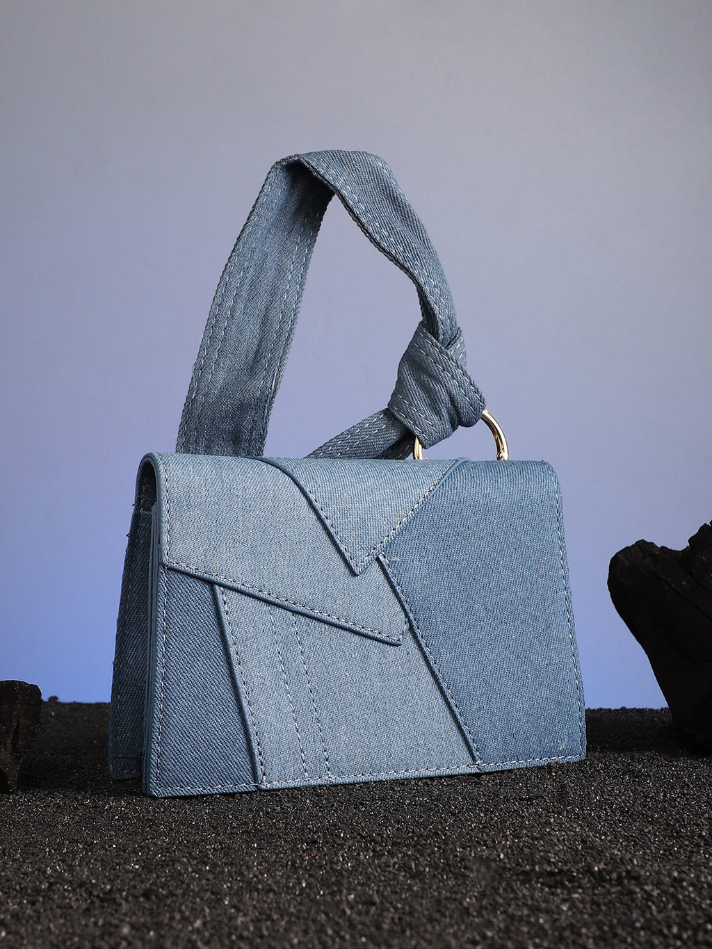 The Denim Sash Hand Bag - Light Blue