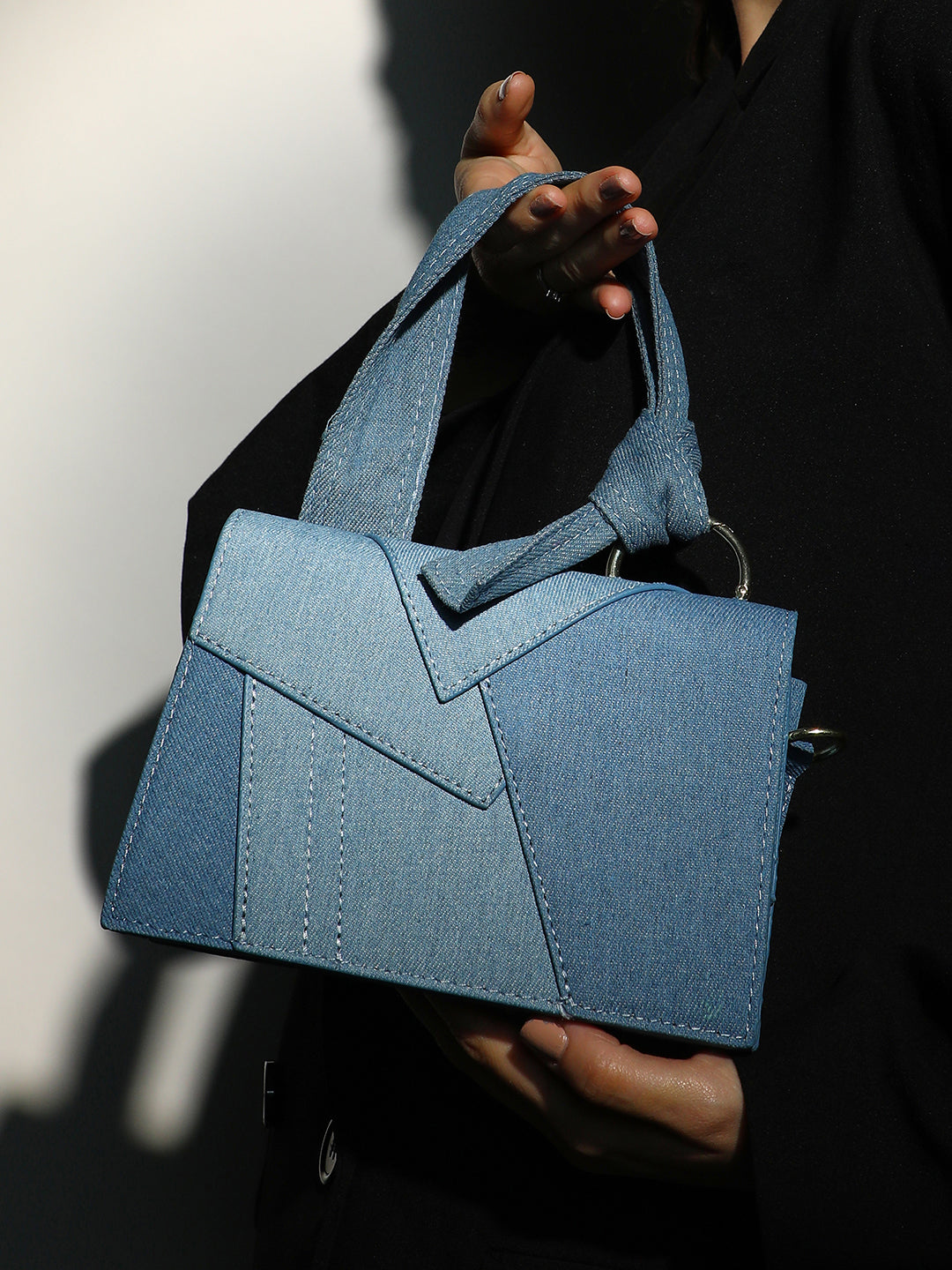 The Denim Sash Hand Bag - Light Blue