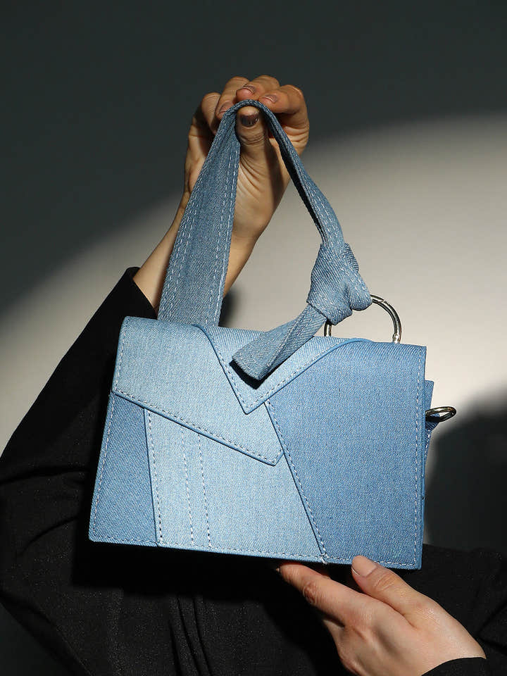 The Denim Sash Hand Bag - Light Blue