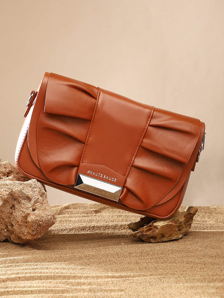 The Ruched Sling Bag - Chocolate Brown