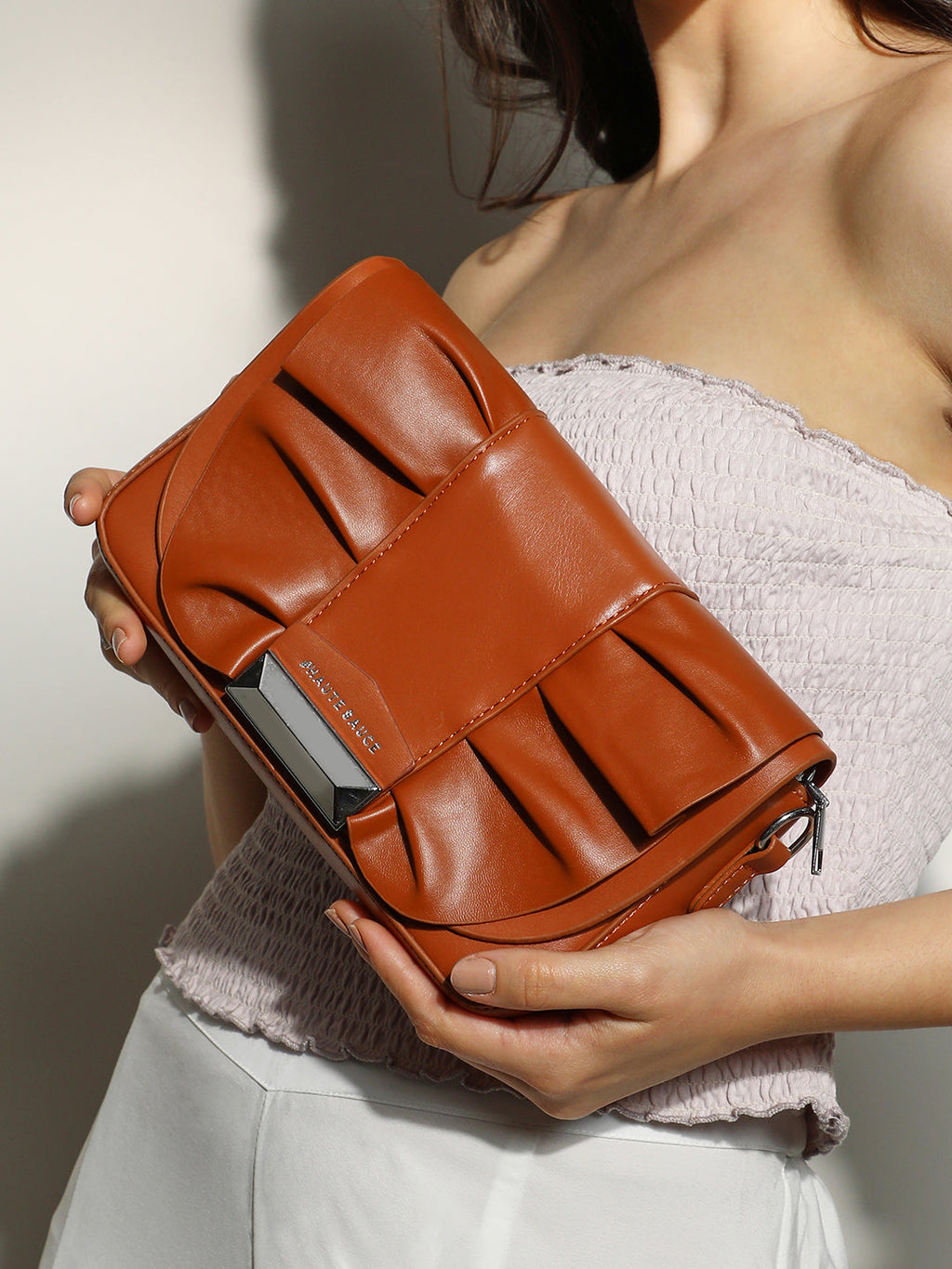 The Ruched Sling Bag - Chocolate Brown