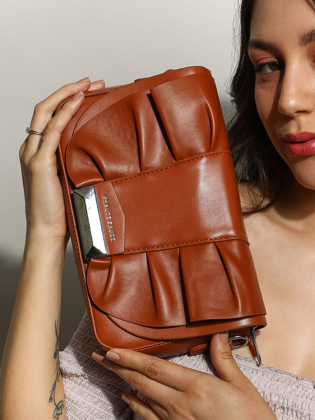 The Ruched Sling Bag - Chocolate Brown