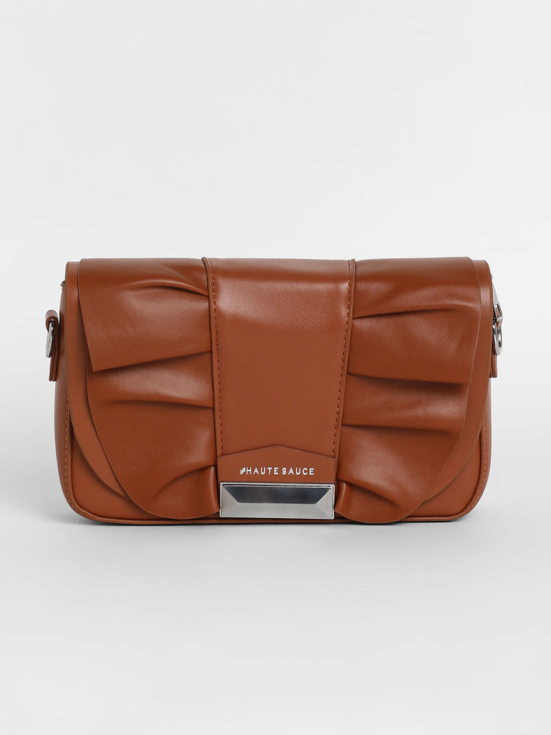 The Ruched Sling Bag - Chocolate Brown