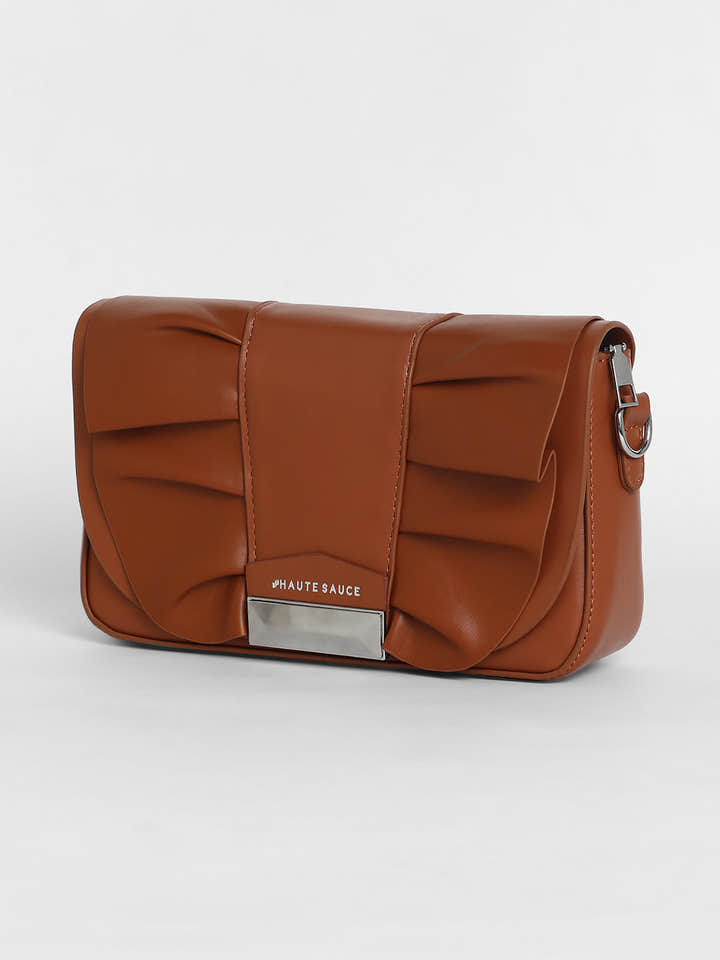 The Ruched Sling Bag - Chocolate Brown