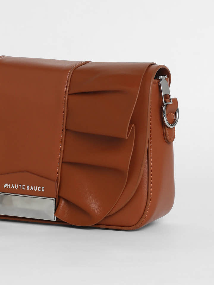 The Ruched Sling Bag - Chocolate Brown
