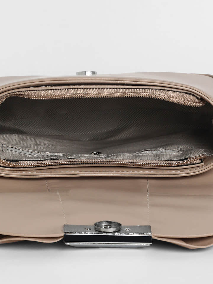 The Ruched Sling Bag - Beige