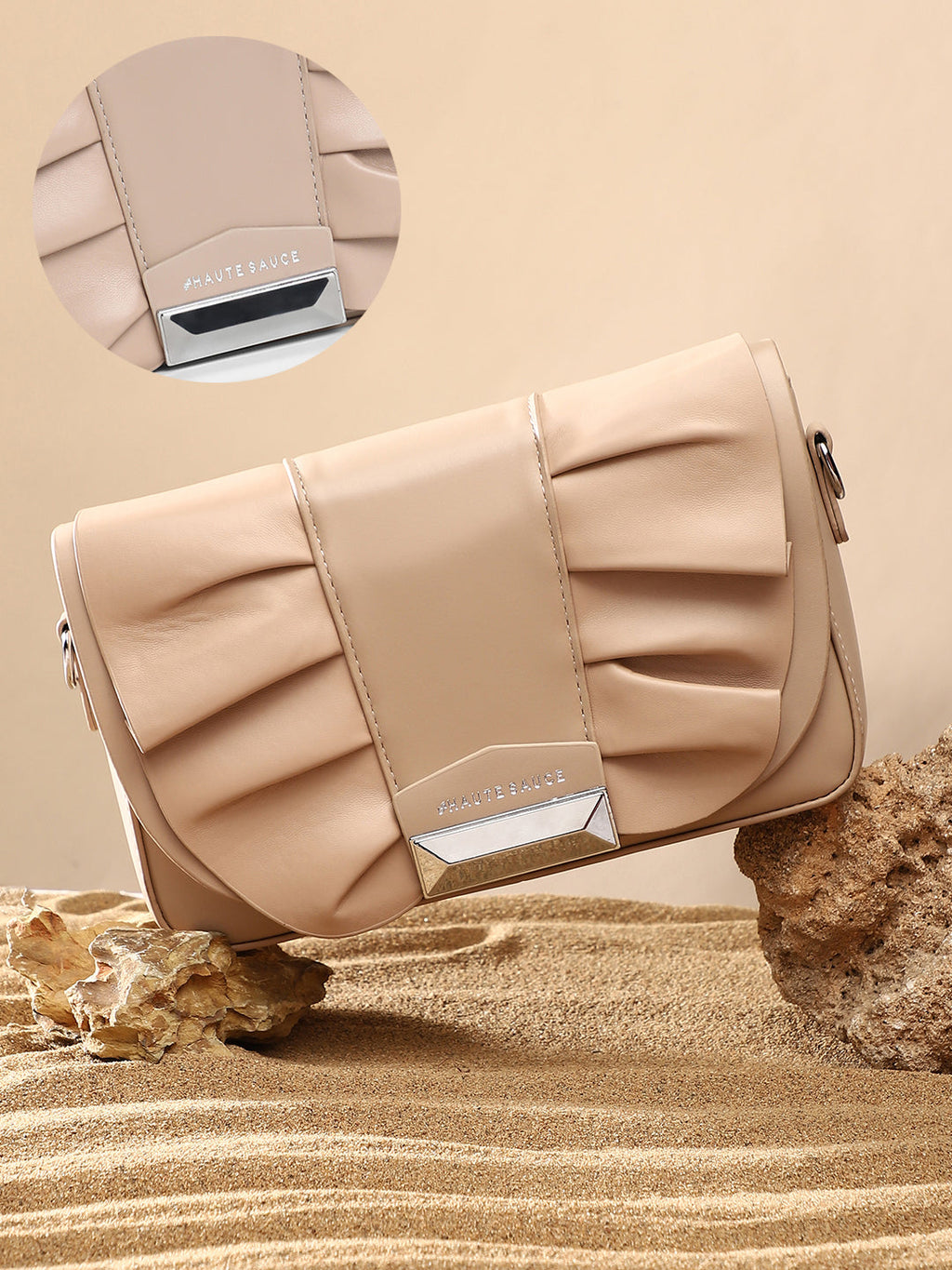 The Ruched Sling Bag - Beige