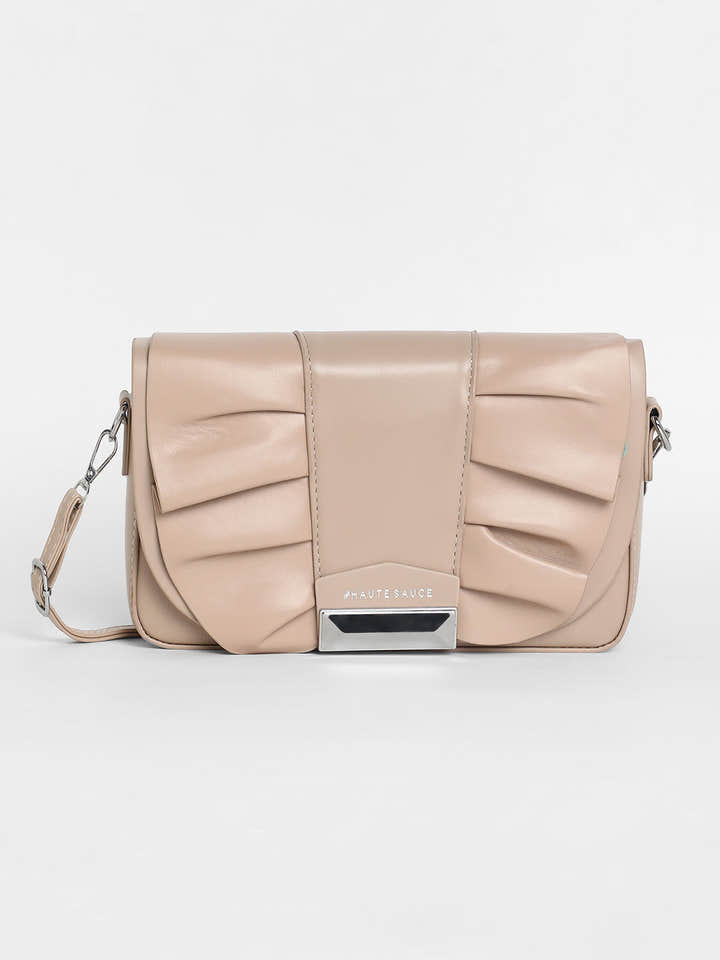 The Ruched Sling Bag - Beige