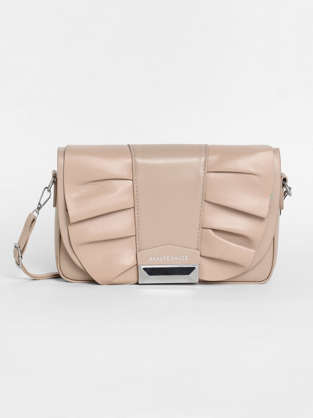 The Ruched Sling Bag - Beige