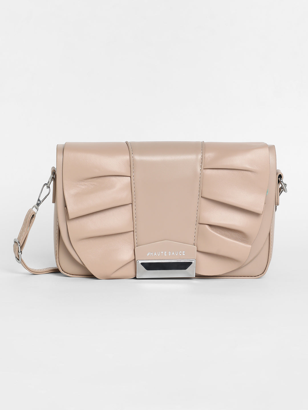 The Ruched Sling Bag - Beige