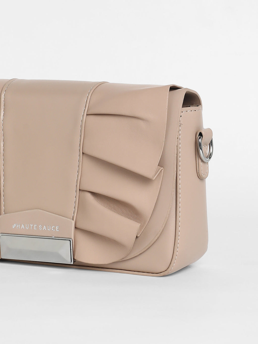 The Ruched Sling Bag - Beige