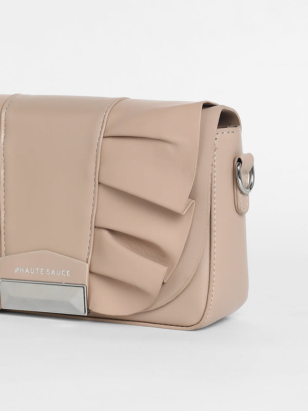 The Ruched Sling Bag - Beige
