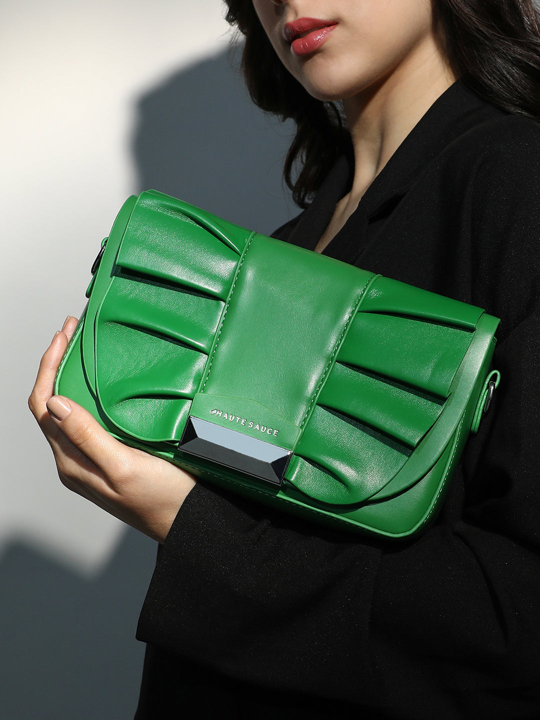 The Ruched Sling Bag - Shamrock Green