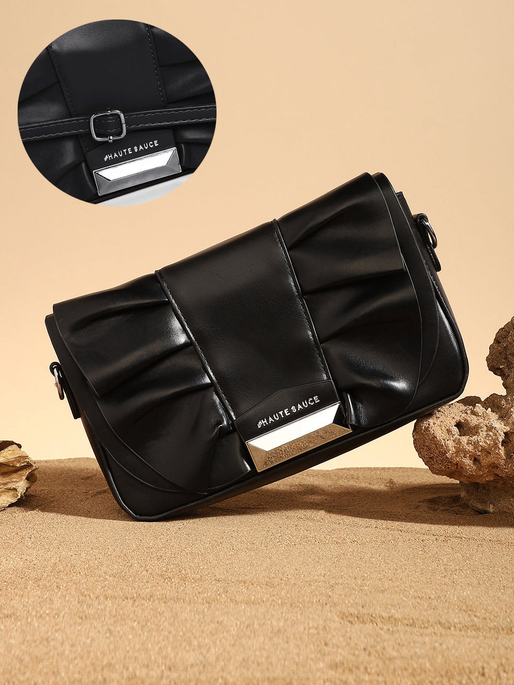 The Ruched Sling Bag - Midnight Black