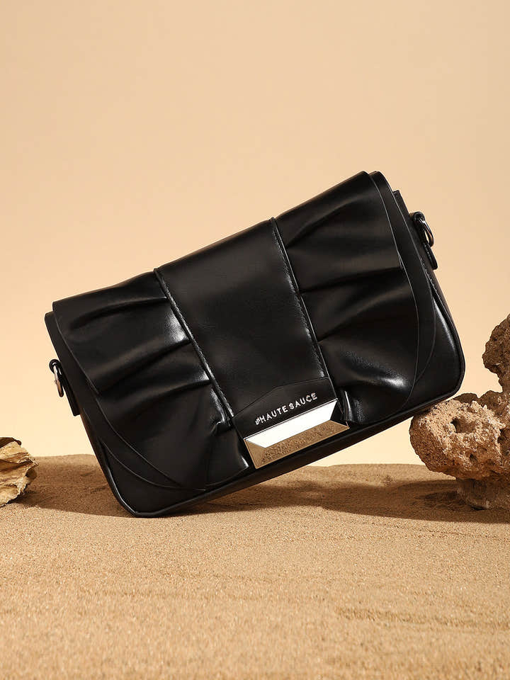 The Ruched Sling Bag - Midnight Black