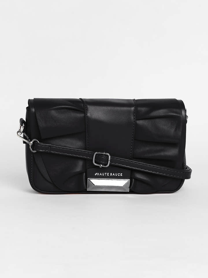The Ruched Sling Bag - Midnight Black