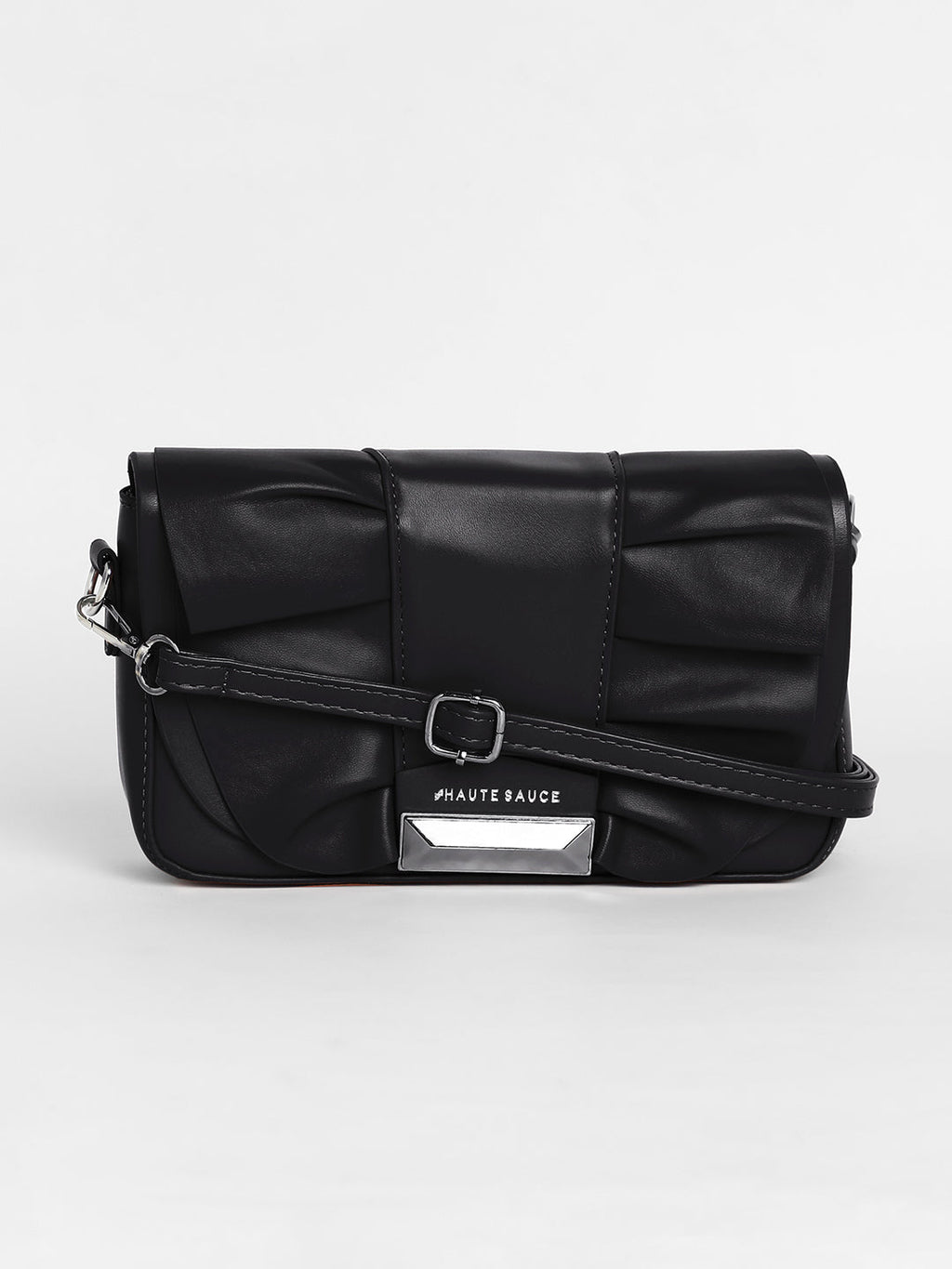 The Ruched Sling Bag - Midnight Black