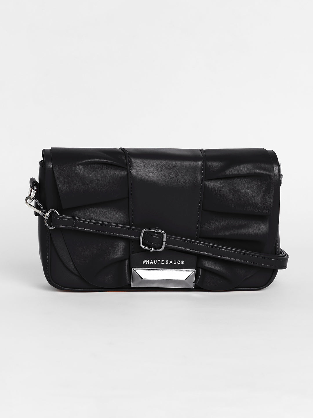 The Ruched Sling Bag - Midnight Black