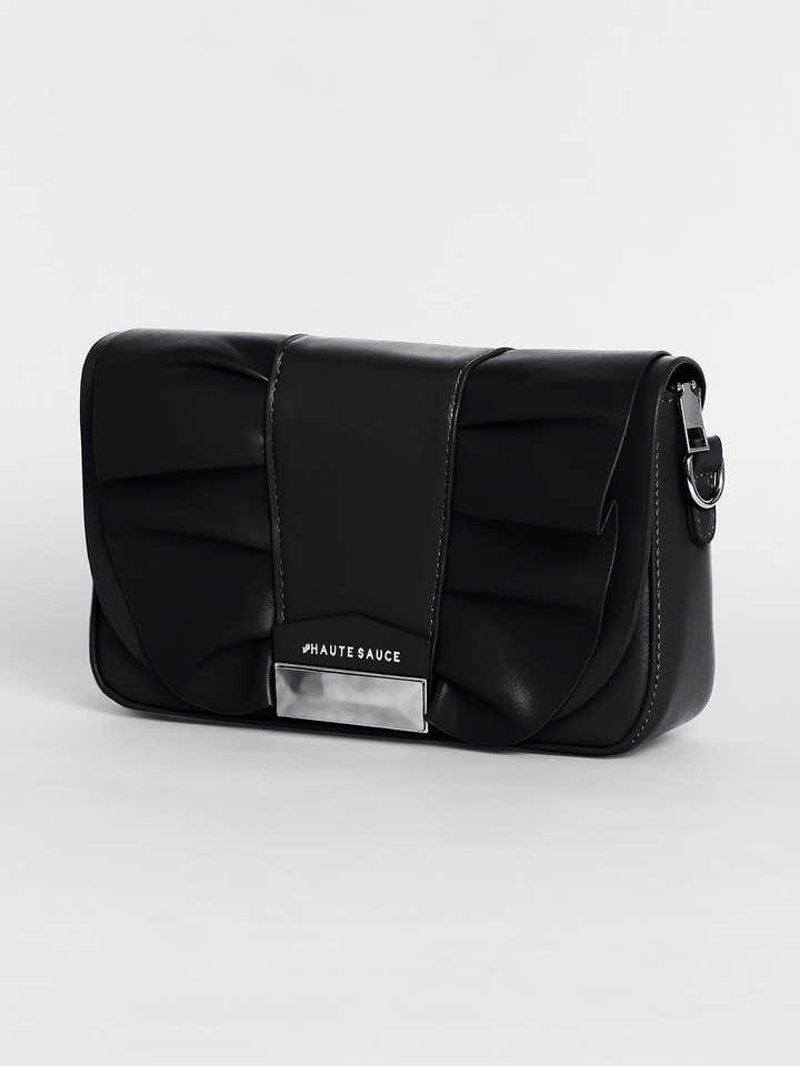The Ruched Sling Bag - Midnight Black