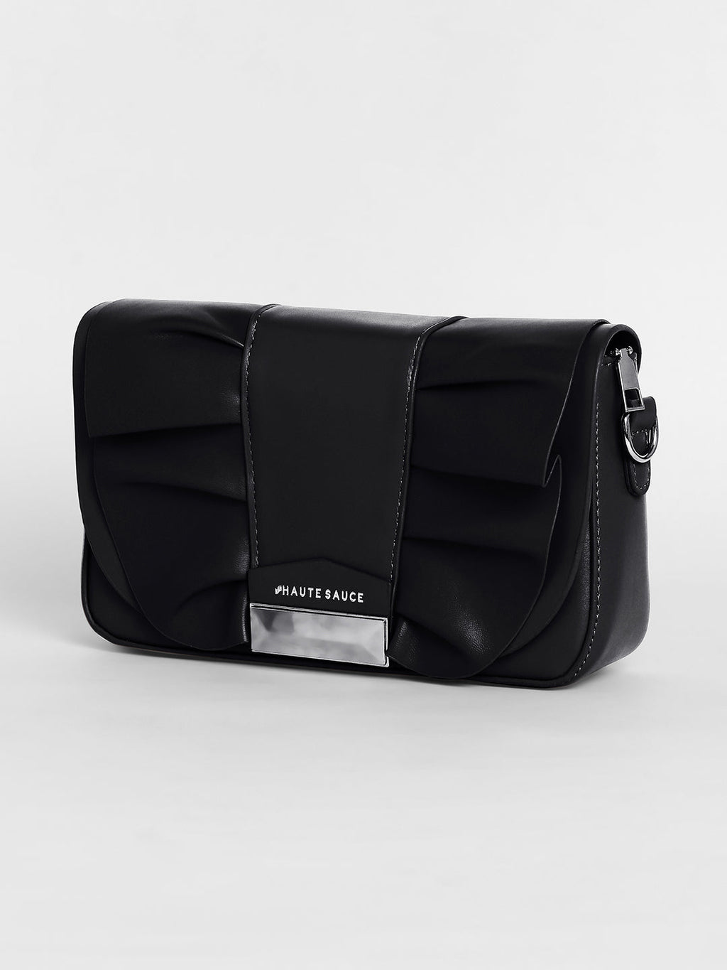 The Ruched Sling Bag - Midnight Black
