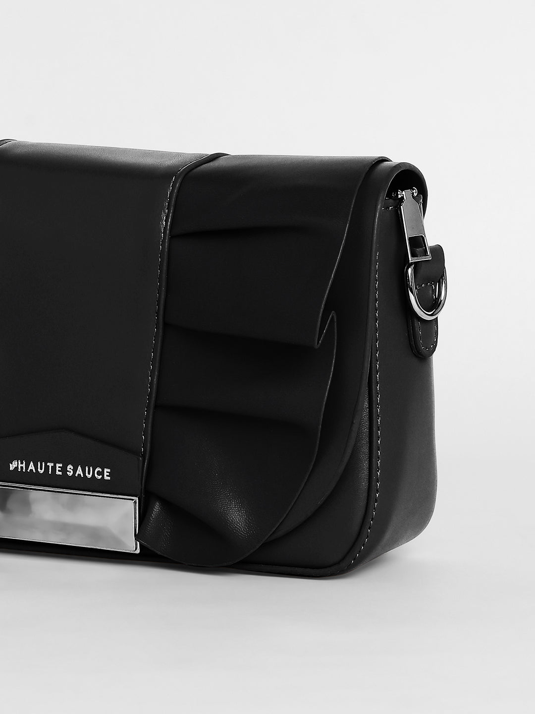 The Ruched Sling Bag - Midnight Black