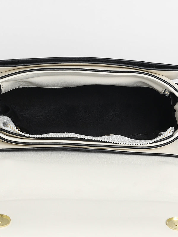 The Linea Hand Bag - Ivory White & Chocolate Brown