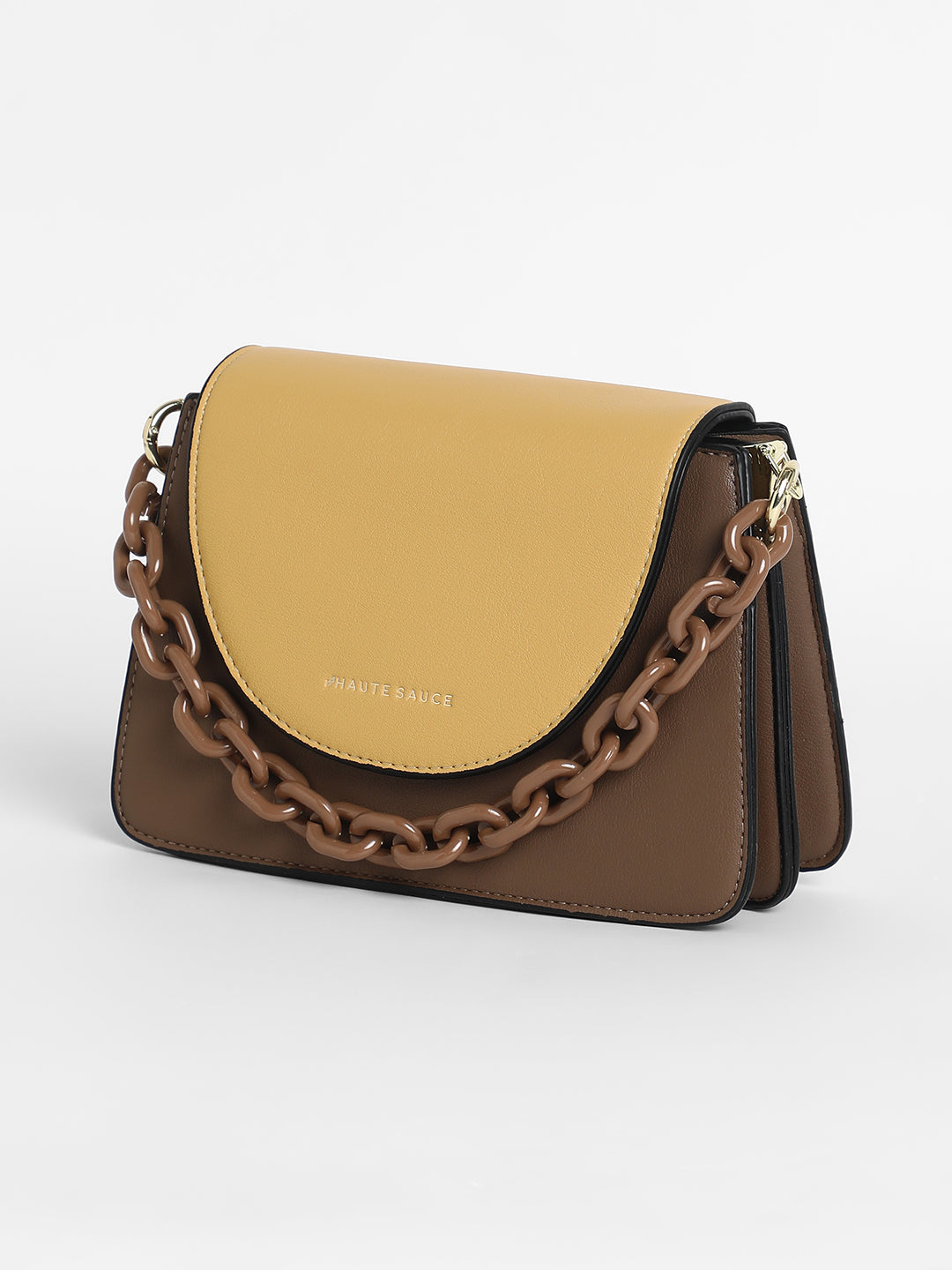 The Block Flap Hand Bag - Mocha Brown & Sage Green